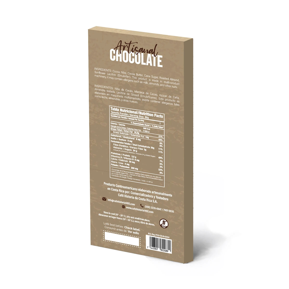 Chocolate Oscuro Almendras 55% 50g