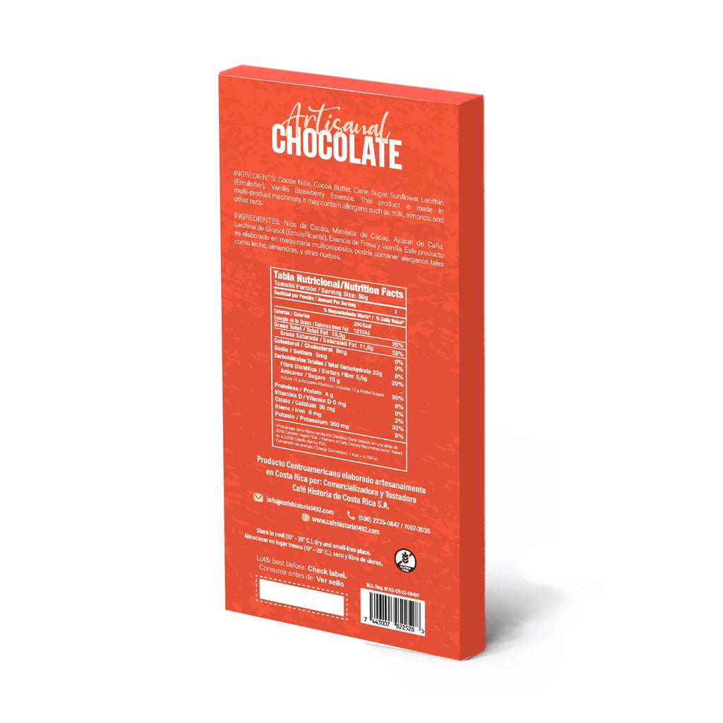 Chocolate Oscuro Fresa y Vainilla 70% 50g