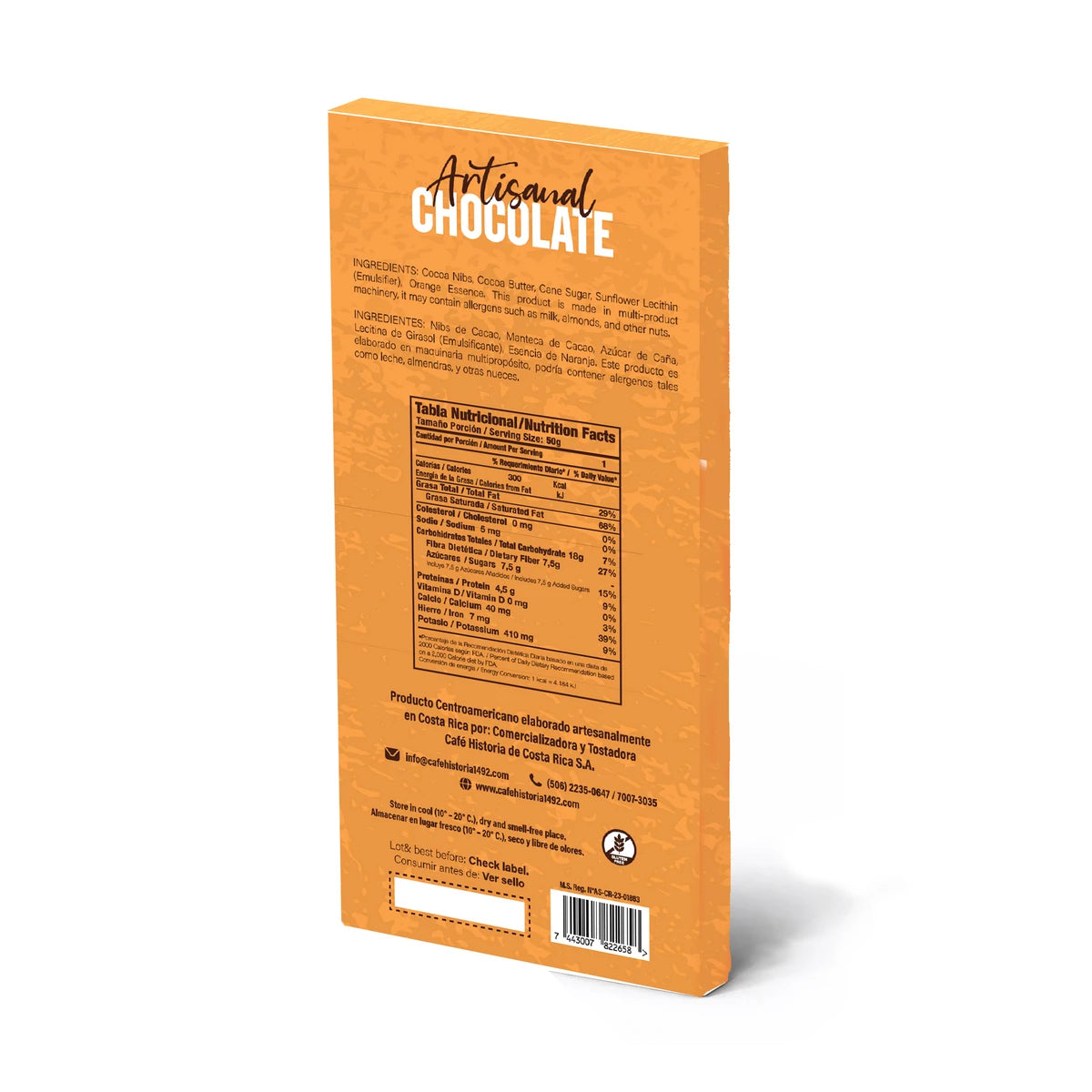 Chocolate Oscuro Naranja 85% 50g