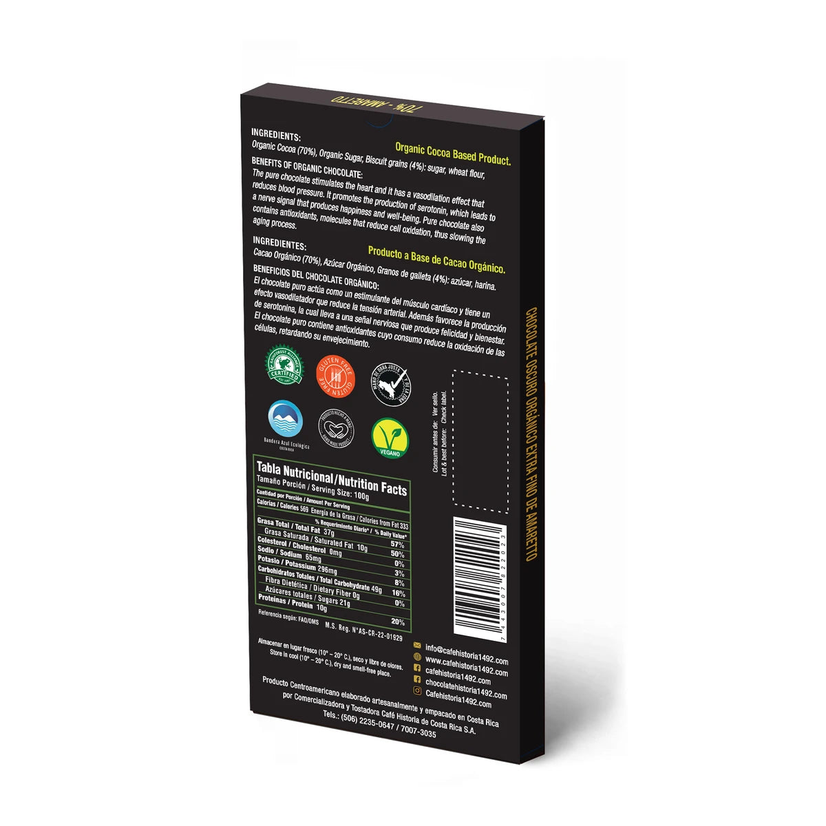 Chocolate Oscuro Amaretto 70% 80g