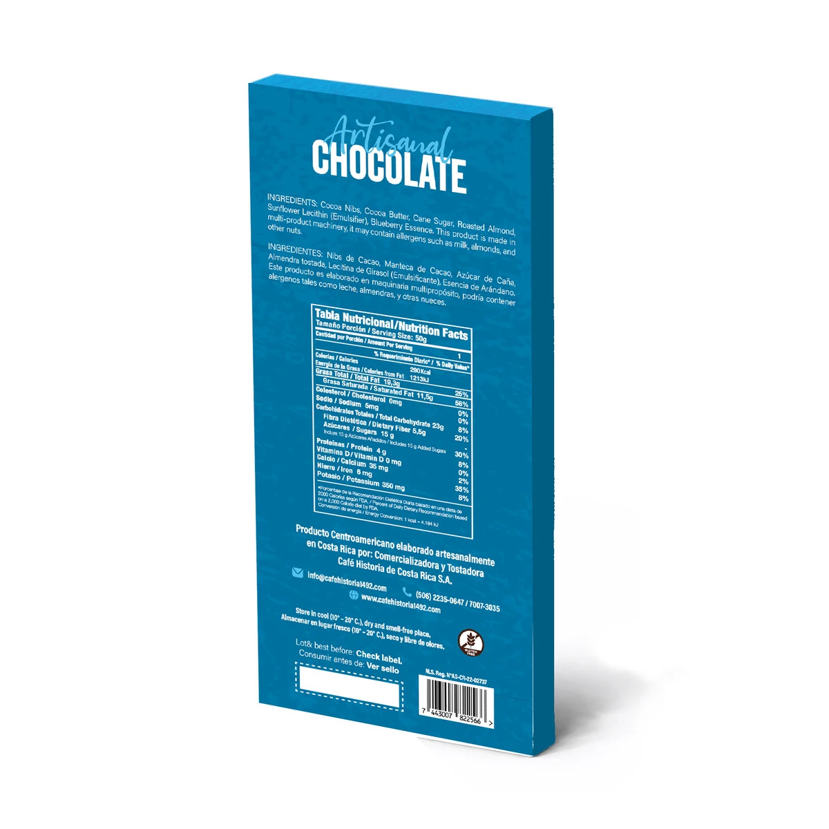 Chocolate Oscuro Arándano y Almendras 70% 50g