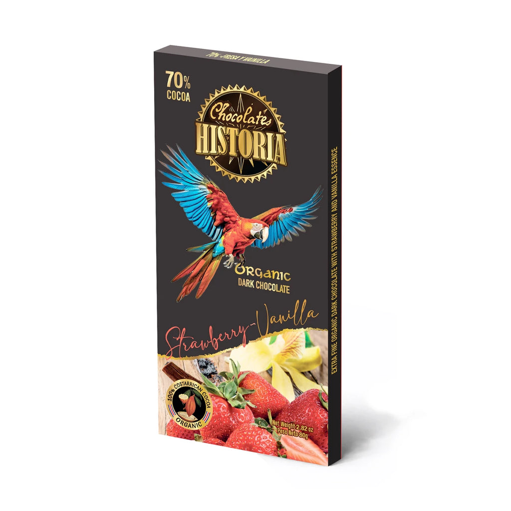 Chocolate Oscuro Fresa y Vainilla 70% 80g
