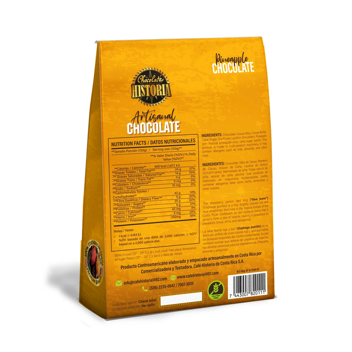 Jalea de Piña Recubierta de Chocolate Oscuro 70%