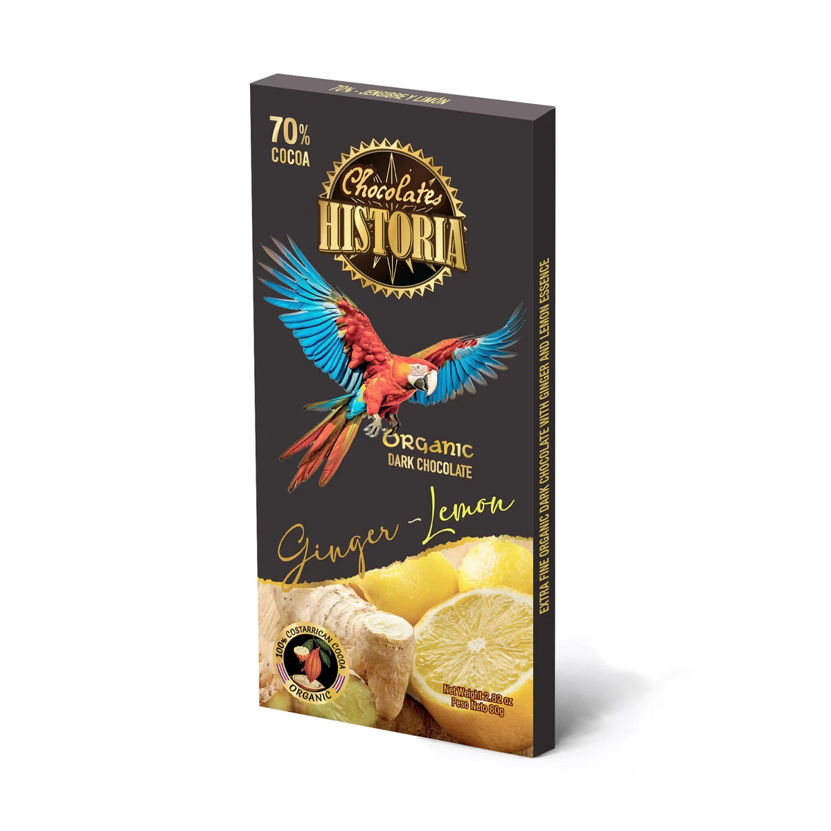 Chocolate Oscuro Jengibre y Limón 70% 80g