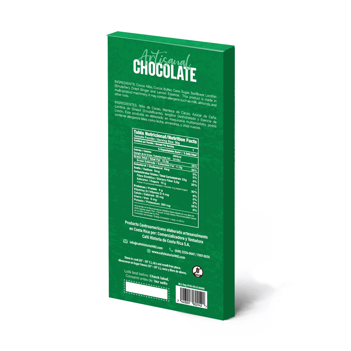 Chocolate Oscuro Jengibre y Limón 70% 50g